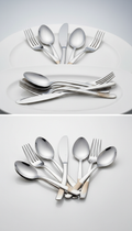 Stainless steel flatware set with balanced weight